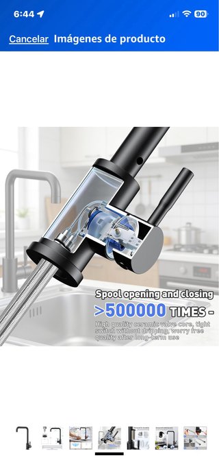 Grifo de cocina negro y plateado
