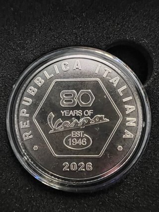 Moneta 5 Euro Argento 80 Anni Vespa