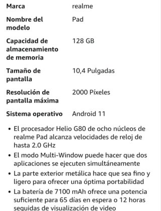 Realme Pad Negro 128 gb