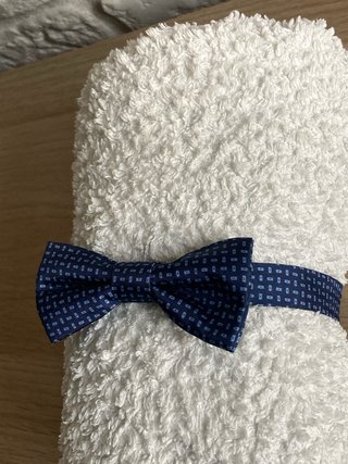 Pajarita azul con estampado geométrico