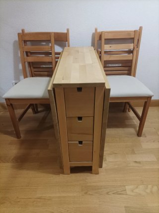 Mesa extensible madera con 4 sillas