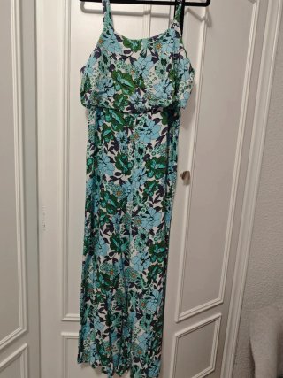 Mono floral azul y verde