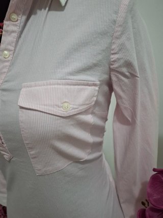 Camicia donna a righe rosa e bianche