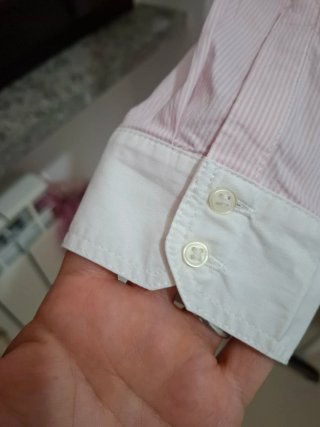 Camicia donna a righe rosa e bianche