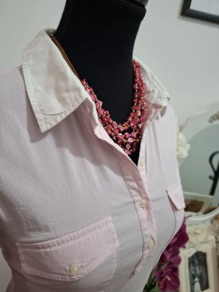 Camicia donna a righe rosa e bianche