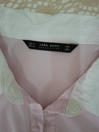 Camicia donna a righe rosa e bianche