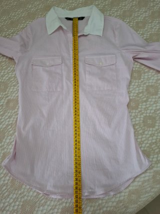 Camicia donna a righe rosa e bianche