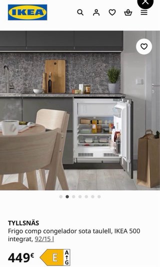 Frigorífico Ikea bajo encimera