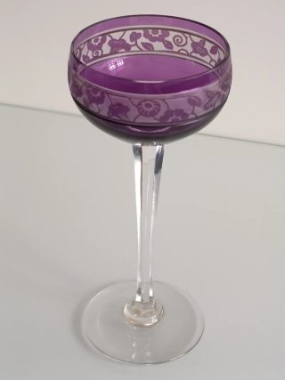 Copa cristal morado grabados florales