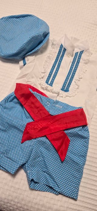 Traje Flamenco Niño Azul y Blanco Talla 2