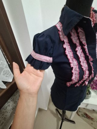 Camicia donna Tele Pathie blu e rosa
