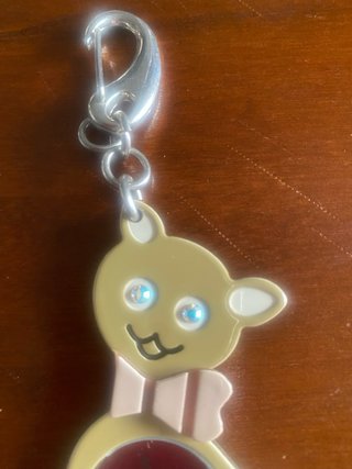 Portachiavi gattina con specchietto e strass