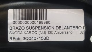SKODA KAROQ (NU) 125 Aniversario BRAZO SUSPENSION DELANTERO IZQUIERDO