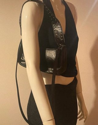 Bolso Hombro Bandolera Retro Negro Tachuelas