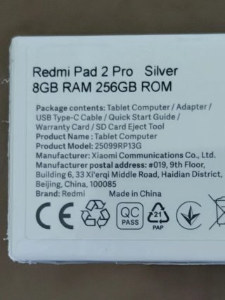 Sellada Xiaomi Redmi Pad 2 Pro 8GB RAM 256GB Plata
