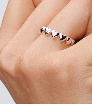 Anillo Pandora Corazones Plata