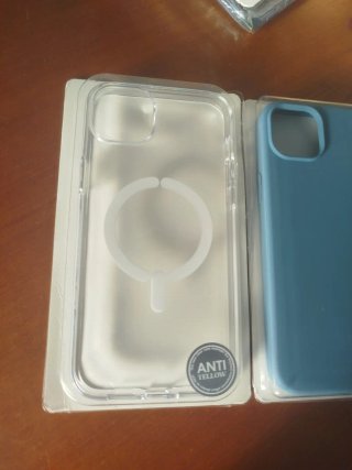 Funda iPhone 14 Plus Transparente y Azul
