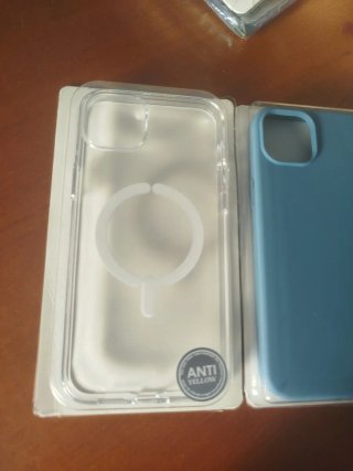 Funda iPhone 14 Plus Transparente y Azul