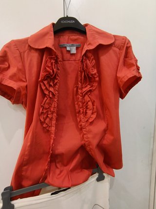Total Look Zara Camicia Corallo e Pantaloni Florea