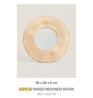 Espejo Redondo Ratán Zara Home
