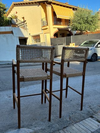 Taburetes de ratán y madera Sklum