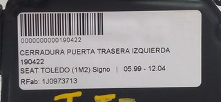 SEAT TOLEDO (1M2) Signo CERRADURA PUERTA TRASERA IZQUIERDA
