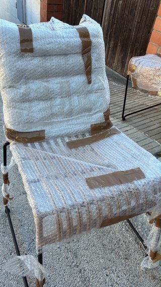 Conjunto de 4 sillas jardín madera y ratán