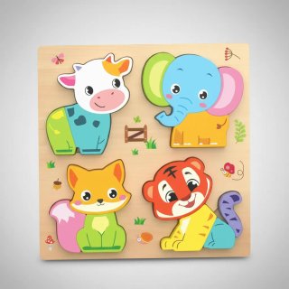 Puzzle Madera 4 Animales Bebé
