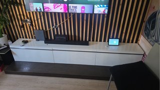 Mueble Bajo TV Blanco y Marrón