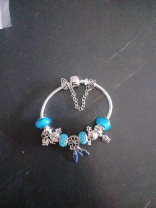 Pulsera mujer charms plata y azul