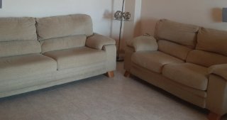 Sofá 3 plazas beige tela
