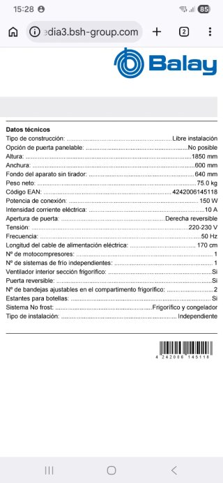 Cajón Congelador BALAY 3KF4830N