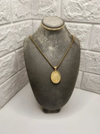 Medalla Virgen Acero Quirúrgico Chapado Oro