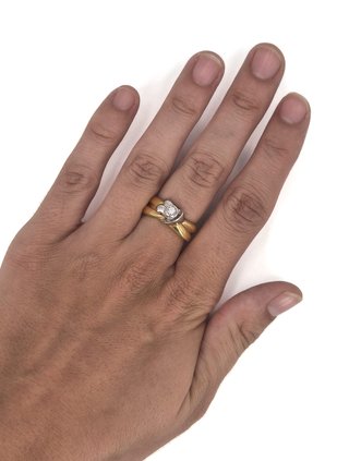 G6043JG Anillo Oro Bicolor 18K con Diamante