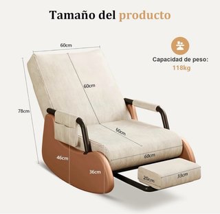 Silla Mecedora Acolchada Beige y Marrón