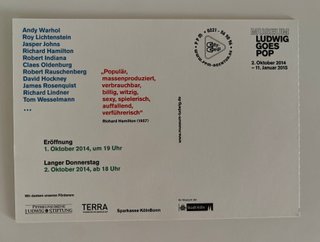 Lotto 3 cartoline Museum Ludwig Goes POP 2014-2015