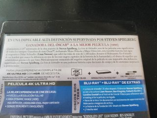 La Lista de Schindler. Película 4K UHD y 2 Blu-ray