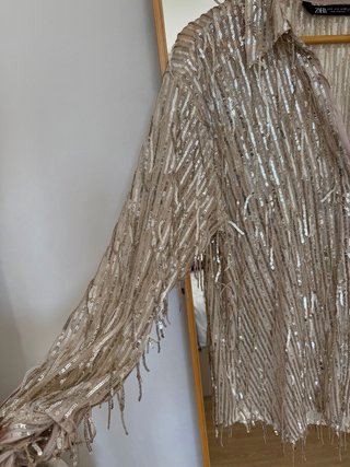 Camisa Zara Lentejuelas Doradas