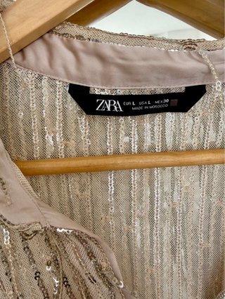 Camisa Zara Lentejuelas Doradas