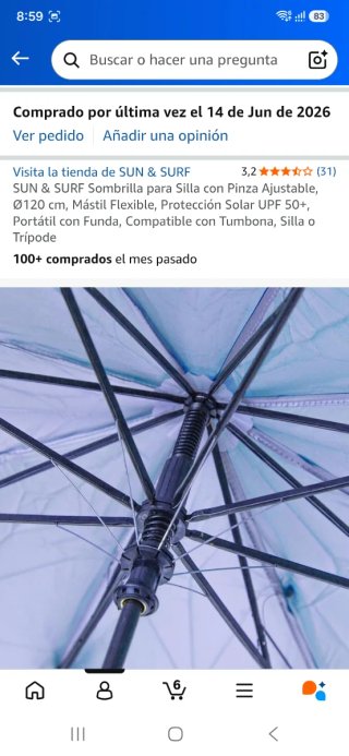Sombrilla SUN & SURF para Silla Ø120cm