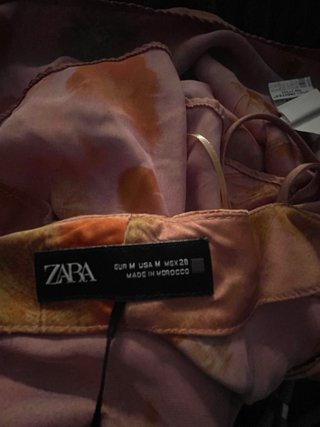 Zara Blusa Tirantes Estampada Rosa Talla XS