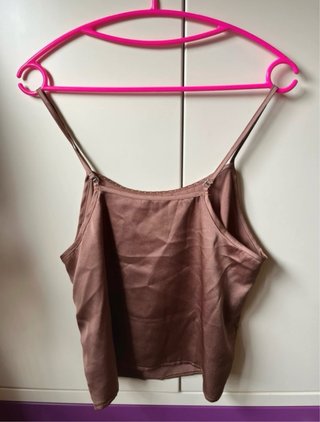 Top Shein perlas marrón
