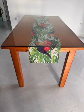 Mesa madera 0.80x1.40 con cristal