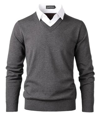 Maglione a V da uomo taglia XL grigio