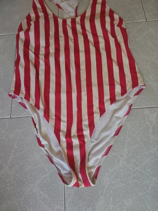 Costume intero Iris Lilly a righe rosse e beige