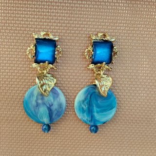 Orecchini pendenti vintage blu e viola