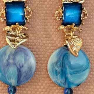 Orecchini pendenti vintage blu e viola