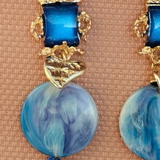 Orecchini pendenti vintage blu e viola