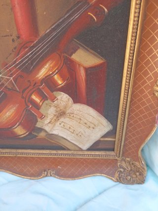 Dupinto antico con bella cornice legno
