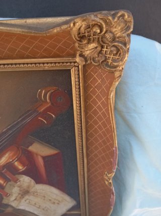 Dupinto antico con bella cornice legno